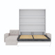 SMARTBett Murphy Bed M3 160x200 White with Sand Grey Corner Sofa