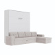 SMARTBett Murphy Bed M3 160x200 White with Sand Grey Corner Sofa
