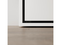 SMARTBett Schrankbett M3 (Tiefe 55cm) Vertikal 160x200 Weiss inkl. L-Ecksofa Sandgrau Armlehnen 26cm mit Klappdeckel Perlgrau
