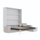 SMARTBett Schrankbett M3 (Tiefe 55cm) Vertikal 160x200 Weiss inkl. L-Ecksofa Sandgrau Armlehnen 26cm mit Klappdeckel Perlgrau