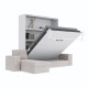 SMARTBett Schrankbett M3 (Tiefe 55cm) Vertikal 160x200 Weiss inkl. L-Ecksofa Sandgrau Armlehnen 26cm mit Klappdeckel Perlgrau