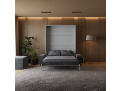 Smartbett Murphy bed with sofa M1 160x200 Vertical  Grey/Kaiser Oak Armrests 11 cm wide