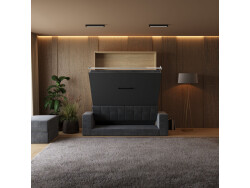 Smartbett Murphy bed with sofa M1 160x200 Vertical Kaiser oak/Anthracite Armrests, 26 cm wide