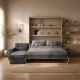 SMARTBett Schrankbett M3 (Tiefe 55cm) Vertikal 160x200 Kaiserberg Eiche inkl. L-Ecksofa Anthrazit