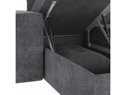 SMARTBett Murphy bed M3 (depth 55cm) vertical 160x200 stone green incl. L-shaped corner sofa anthracite Armrests 26cm with hinged lid