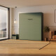 SMARTBett Murphy bed M3 (depth 55cm) vertical 160x200 stone green incl. L-shaped corner sofa anthracite Armrests 26cm with hinged lid
