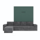 SMARTBett Murphy bed M3 (depth 55cm) vertical 160x200 stone green incl. L-shaped corner sofa anthracite Armrests 26cm with hinged lid