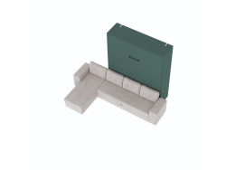 SMARTBett Schrankbett M3 (Tiefe 55cm) Vertikal 160x200 Steingrün inkl. L-Ecksofa Sandgrau