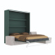 SMARTBett Schrankbett M3 (Tiefe 55cm) Vertikal 160x200 Steingrün inkl. L-Ecksofa Sandgrau