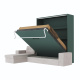 SMARTBett Schrankbett M3 (Tiefe 55cm) Vertikal 160x200 Steingrün inkl. L-Ecksofa Sandgrau