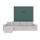 SMARTBett Schrankbett M3 (Tiefe 55cm) Vertikal 160x200 Steingrün inkl. L-Ecksofa Sandgrau