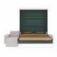 SMARTBett Schrankbett M3 (Tiefe 55cm) Vertikal 160x200 Steingrün inkl. L-Ecksofa Sandgrau