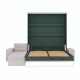 SMARTBett Schrankbett M3 (Tiefe 55cm) Vertikal 160x200 Steingrün inkl. L-Ecksofa Sandgrau