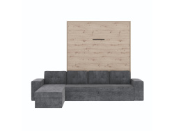SMARTBett Murphy Bed M3 160x200 Wildeiche with Anthracite Corner Sofa