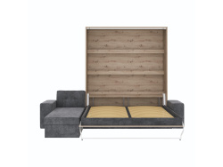 SMARTBett Murphy Bed M3 160x200 Wildeiche with Anthracite Corner Sofa