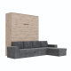 SMARTBett Murphy Bed M3 160x200 Wildeiche with Anthracite Corner Sofa