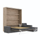 SMARTBett Murphy Bed M3 160x200 Wildeiche with Anthracite Corner Sofa