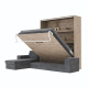 SMARTBett Murphy Bed M3 160x200 Wildeiche with Anthracite Corner Sofa