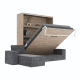 SMARTBett Murphy Bed M3 160x200 Wildeiche with Anthracite Corner Sofa