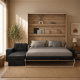 SMARTBett Murphy Bed M3 160x200 Wildeiche with Anthracite Corner Sofa
