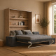 SMARTBett Murphy Bed M3 160x200 Wildeiche with Anthracite Corner Sofa