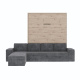SMARTBett Murphy Bed M3 160x200 Wildeiche with Anthracite Corner Sofa