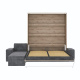 SMARTBett Murphy Bed M3 160x200 Wildeiche with Anthracite Corner Sofa