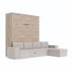 SMARTBett Schrankbett M3 (Tiefe 55cm) Vertikal 160x200 Wildeiche inkl. L-Ecksofa Sandgrau