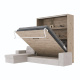 SMARTBett Schrankbett M3 (Tiefe 55cm) Vertikal 160x200 Wildeiche inkl. L-Ecksofa Sandgrau