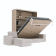 SMARTBett Schrankbett M3 (Tiefe 55cm) Vertikal 160x200 Wildeiche inkl. L-Ecksofa Sandgrau