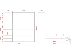 SMARTBett SET M3 wall bed 160x200 and cabinet STA.2.0017 (depth 55 cm)