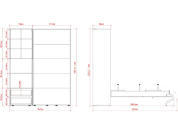 SMARTBett SET M3 Schrankbett 100x200 und Schrank STA.2.0017 (Tiefe 55 cm)