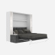 SMARTBett wall bed M3 180x200 (depth 55cm) vertical incl. 2 x LED shelves STA.2.0021 white incl. sofa anthracite