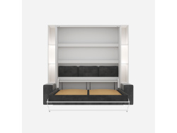 SMARTBett wall bed M3 180x200 (depth 55cm) vertical incl. 2 x LED shelves STA.2.0021 white incl. sofa anthracite with Armrests 26 cm width