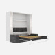 SMARTBett wall bed M3 180x200 (depth 55cm) vertical incl. 2 x LED shelves STA.2.0021 white incl. sofa anthracite with Armrests 26 cm width
