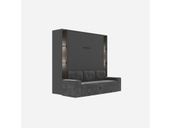 SMARTBett Schrankbett M3 180x200 (Tiefe 55cm) Vertikal inkl. 2 x LED Regale STA.2.0021 Anthrazit inkl.SOFA Anthrazit