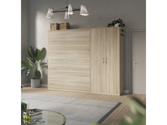 SMARTBett wall unit set with wall bed standard 160x200 vertical + 100 closet in different colors