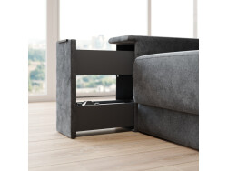 SMARTBett wall bed M3 180x200 (depth 55cm) vertical incl. 2 x LED shelves STA.2.0021 Kayserberg Oak incl. sofa anthracite Armrests 26 cm with drawers