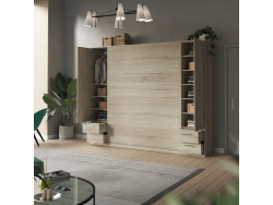 AKTION! NEU!!!  SMARTBett Wohnwand Set mit Schrankbett Standard 160x200 Vertikal + 2 x 50-Schränke Eiche Sonoma