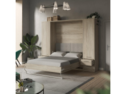 AKTION! NEU!!!  SMARTBett Wohnwand Set mit Schrankbett Standard 160x200 Vertikal + 2 x 50-Schränke Eiche Sonoma