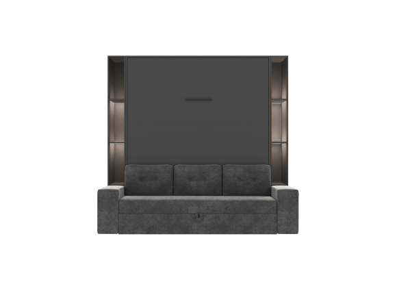 SMARTBett wall bed M3 160x200 (depth 55cm) vertical incl. 2 x LED shelves STA.2.0021 anthracite incl. sofa anthracite