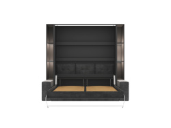 SMARTBett SET Murphy bed M3 160x200 (depth 55cm) vertical incl. 2 x LED shelves STA.2.0021 anthracite incl. sofa anthracite