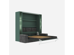 SMARTBett SET Murphy bed M3 160x200 (depth 55cm) vertical incl. 2 x LED shelves STA.2.0021 stone green incl. sofa anthracite