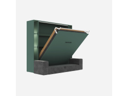 SMARTBett SET Murphy bed M3 160x200 (depth 55cm) vertical incl. 2 x LED shelves STA.2.0021 stone green incl. sofa anthracite
