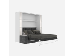 SMARTBett SET Murphy bed M3 160x200 (depth 55cm) vertical incl. 2 x LED shelves STA.2.0021 white incl. sofa anthracite
