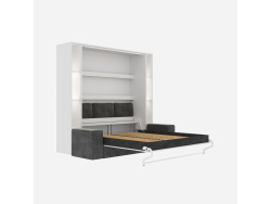 SMARTBett SET Murphy bed M3 160x200 (depth 55cm) vertical incl. 2 x LED shelves STA.2.0021 white incl. sofa anthracite