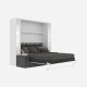 SMARTBett SET Murphy bed M3 160x200 (depth 55cm) vertical incl. 2 x LED shelves STA.2.0021 white incl. sofa anthracite Armrests 26 cm with drawers