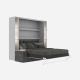 SMARTBett SET Schrankbett M3 160x200 (Tiefe 55cm) Vertikal inkl. 2 x LED Regale STA.2.0021 Perlgrau inkl.SOFA Anthrazit