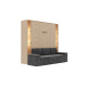 SMARTBett SET Murphy bed M3 160x200 (depth 55cm) vertical incl. 2 x LED shelves STA.2.0021 Wild Oak incl. sofa anthracite