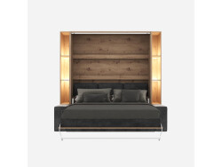 SMARTBett SET Murphy bed M3 160x200 (depth 55cm) vertical incl. 2 x LED shelves STA.2.0021 anthracite incl. sofa anthracite with Armrests 26 cm